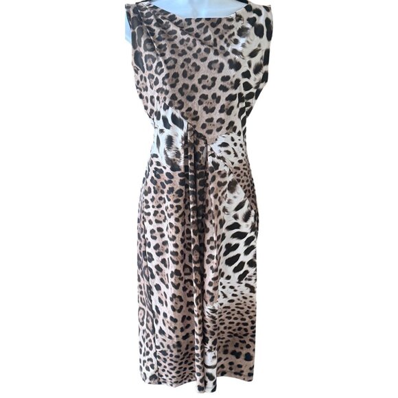 Roberto Cavalli Leopard-Print Ruched Sheath Dress – Size XL New with Tags - Picture 2 of 16